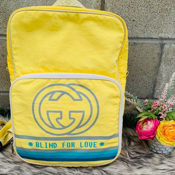 ✨NEW✨ GUCCI Yellow Medium Blind For Love Backpack - Picture 3 of 10